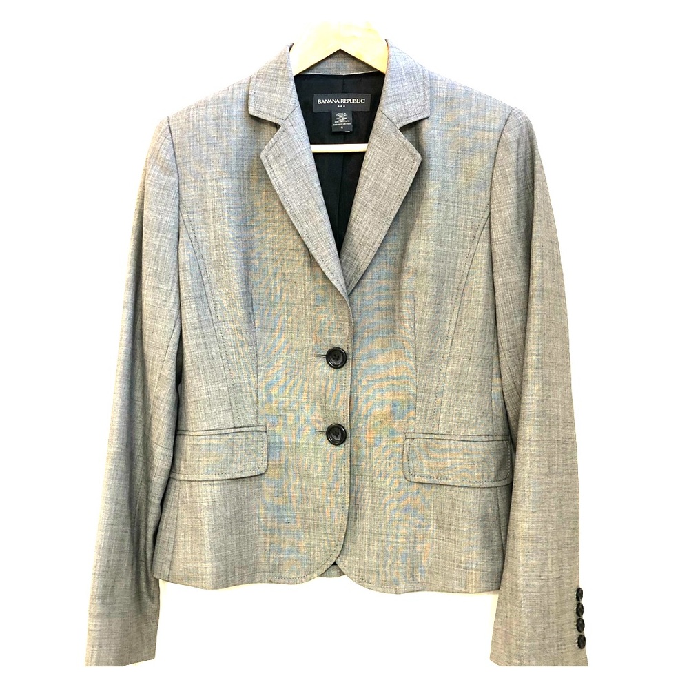 Banana Republic Grey Wool Two Button Blazer